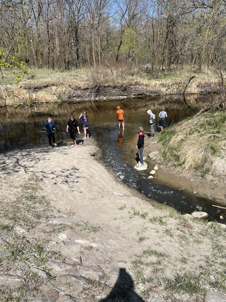 Fifth grade canoe launch with International Water Institute! We have learned about our watershed, surrounding rivers, and waterways. If someone finds our canoes, please track it on the website and put it back in the water so it can continue on its travels! We were able to do some hiking and fishing too! What a great day!